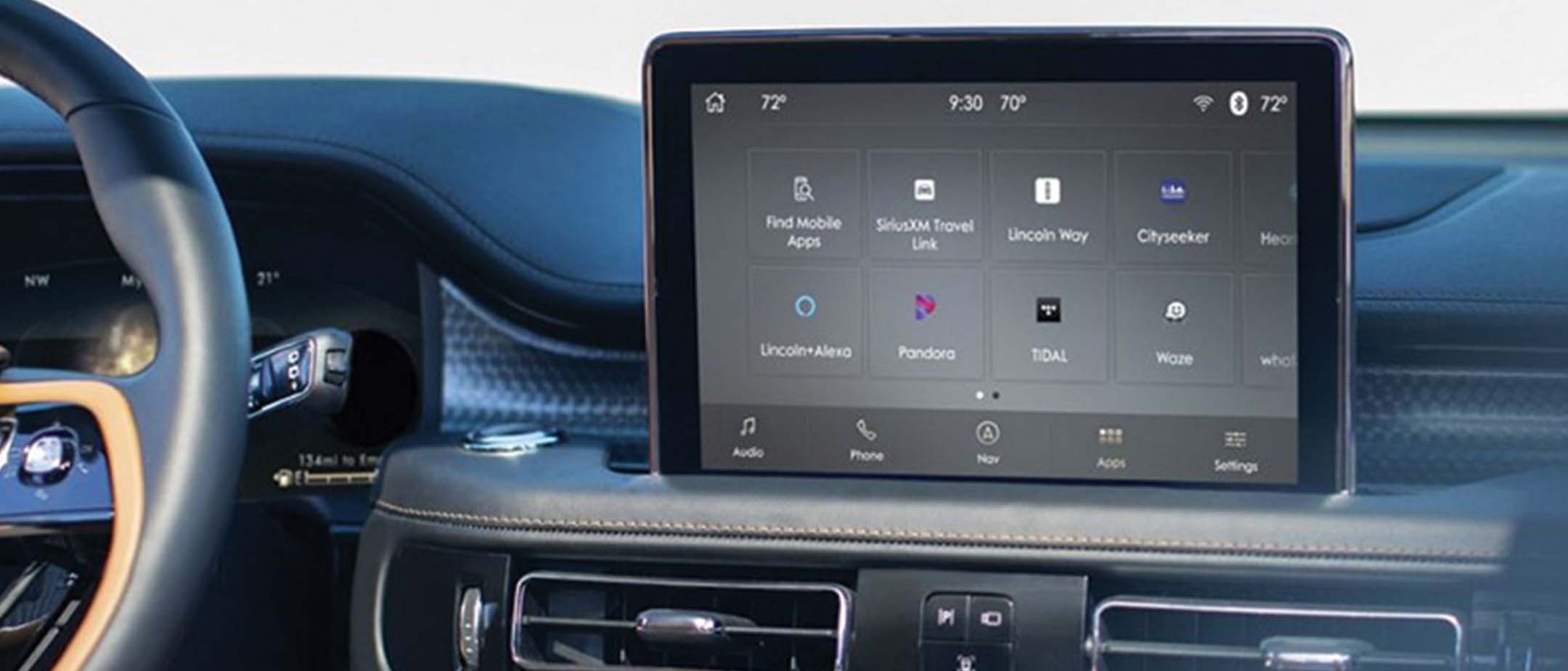 Lincoln in vehicle navigation screen